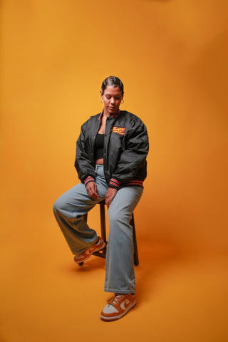 Almighty Satin Jacket Blk/Orange